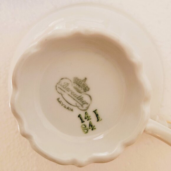 Bareuther Bavaria Pink Rose Design Set Cup Saucer Plate Back-stamp 1931-1950 - Picture 10 of 10